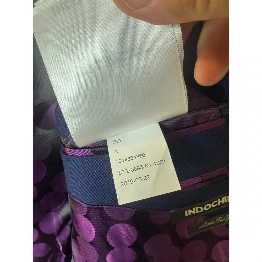 Indochino Mens 38S Short  100% Wool Blue Peak Lapel Blazer Purple Jacket
